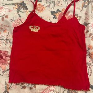 Red Crown Embellished Women's Top